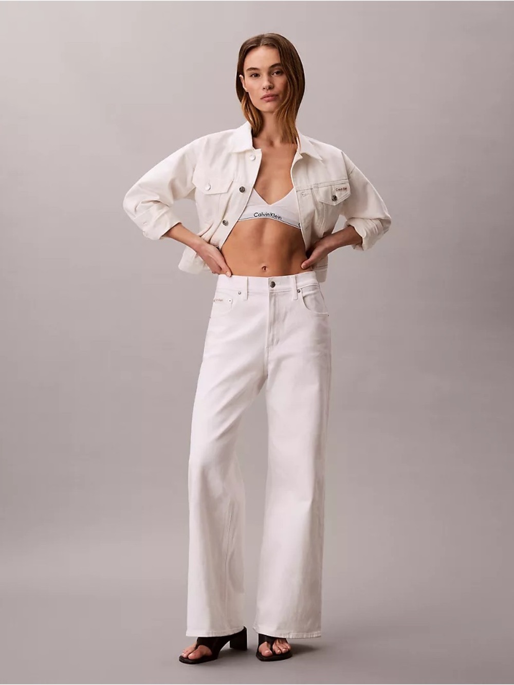 Clavin Klein White High-Rise Wide-Leg Women’s Jeans